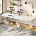 78.74 Inch Extra Long Double Computer Desk with Stylish Metal Legs for Home Office